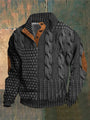 Warm Men's Jumper With Cable-Knit Pattern - Oscar