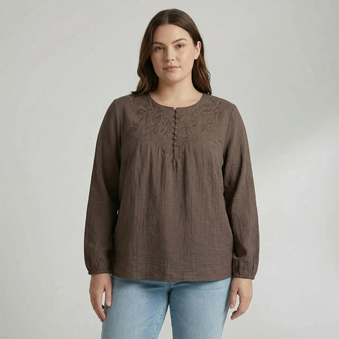 Weit Geschnittene Damenbluse Lang - Joan