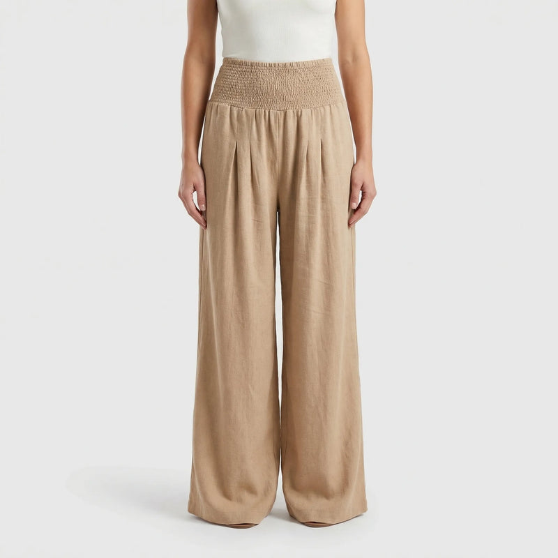 Wide-Leg High-Waist Summer Trousers - Sylvia