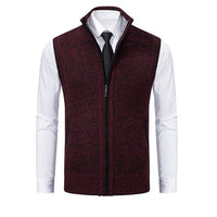 Weinrote Herrenweste mit Reißverschluss, elegantes Design, ideal für formelle Anlässe.