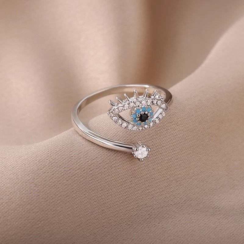Adjustable Evil Eye Ring | Protective Statement Jewellery-Gold-Nora Luxe