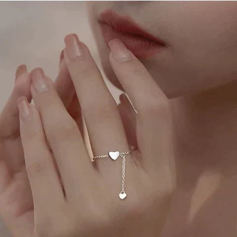 Adjustable Heart Ring with Tassels | Stylish Women's Jewellery-Nora Luxe