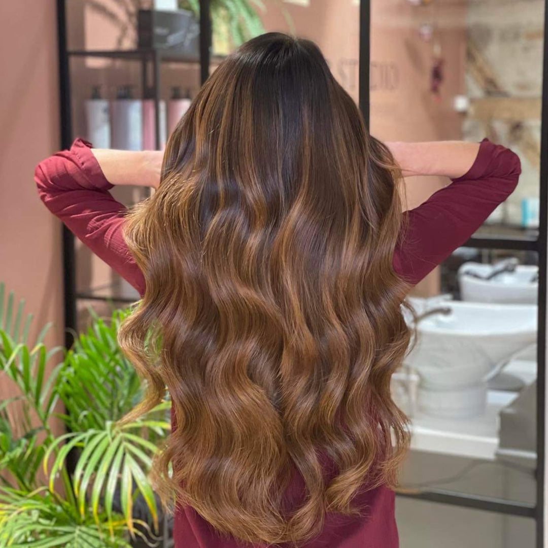Tape-in Haarverlängerungen – Veloura Tape (Warme Braune Balayage 2+7)