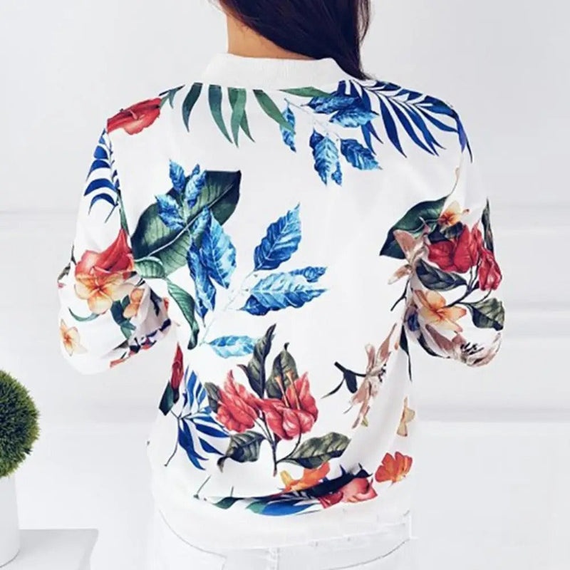 Lange Ärmel Damen Sommerjacke mit Blumenmuster – Liora