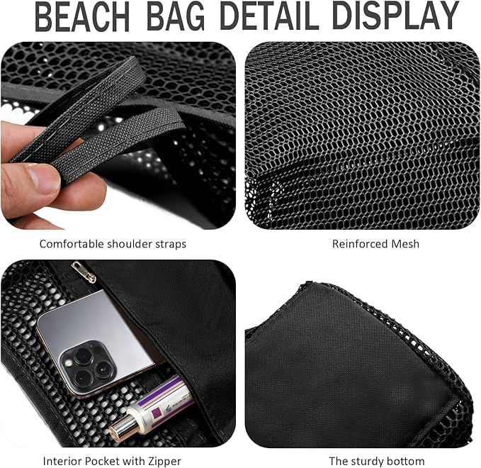 Faltbare Mesh-Strandtas mit Innentasche