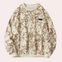 Beige Sweatshirt mit Buchstabenmuster, Unisex, Baumwolle, lässig, modisch, Herbstmode.