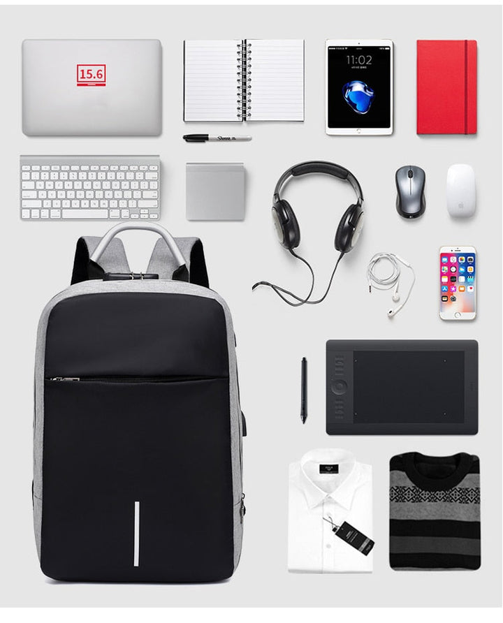 Wasserfester Anti-Diebstahl Laptop-Rucksack – Verstecktes Reißverschluss-Design mit USB-Ladefunktion