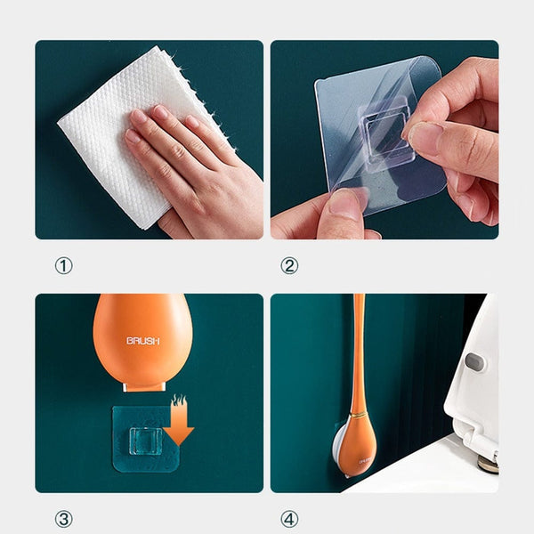 Silikon-Toilettenbürste mit Wandhalterung & Tropffang – Clevora