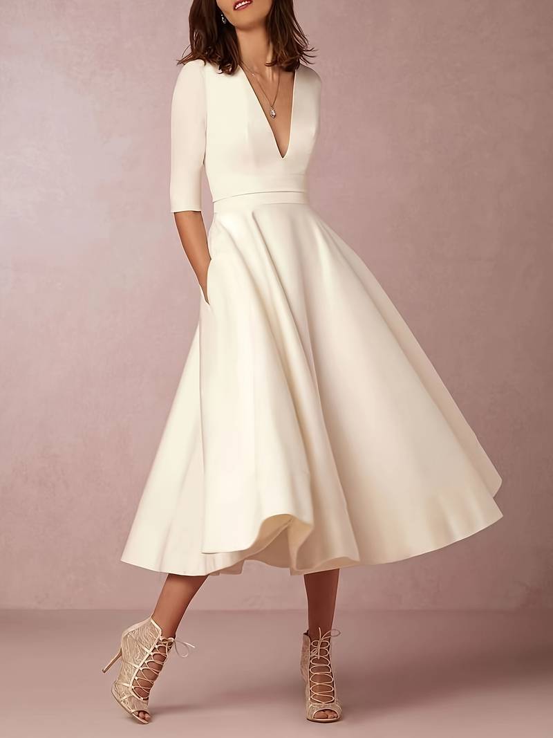 Retro Weißes A-Linien-Swingkleid – Vivienne