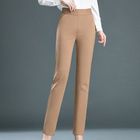 Damenhose camel, elegant, hoher Bund, Business-Look, bequem, modisch, Stretch-Stoff.