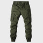 Grüne Cargo-Jogginghose für Herren, Baumwolle, mit Taschen, elastischer Bund.