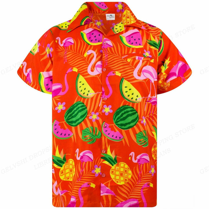 Tropisches 3D Flamingo Hemd – Kai