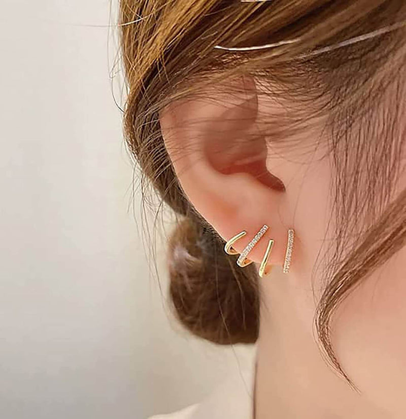 Illusion Ohringe mit Vier Hoop und Zirkonia - Zarvia