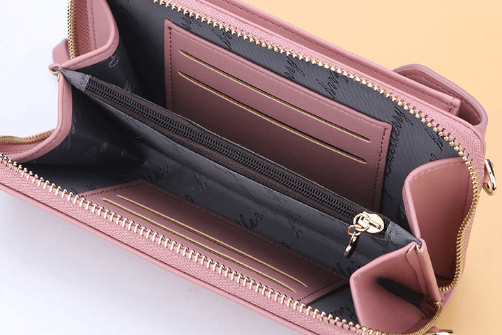 Kompakte Schultertasche aus PU-Leder mit verstellbarem Riemen