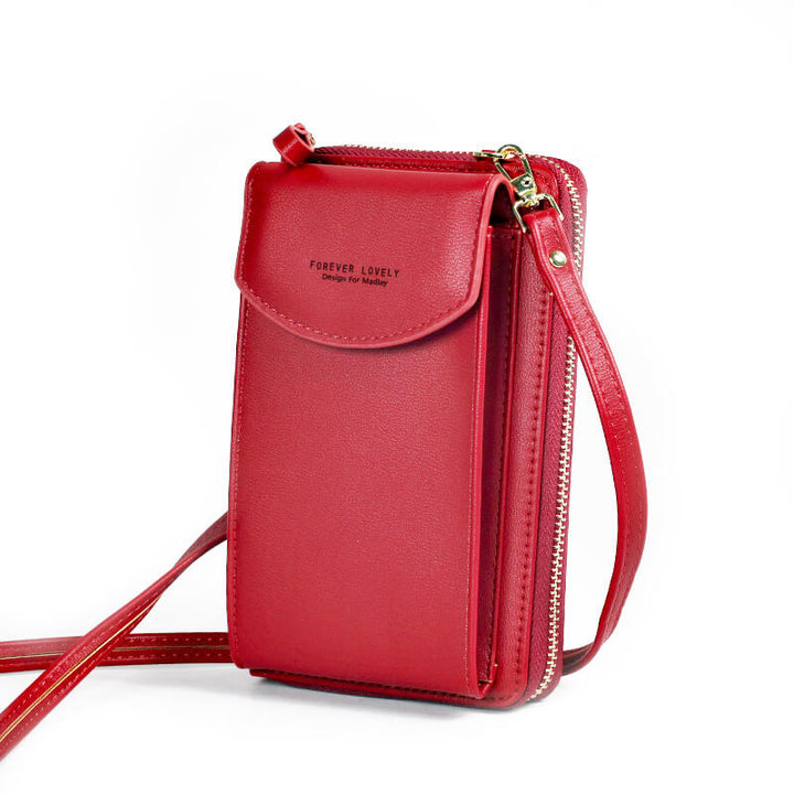 Kompakte Schultertasche aus PU-Leder mit verstellbarem Riemen