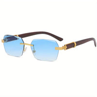 Randlose Sonnenbrille mit Rechteckigen Gläsern und Kunstholz-Bügel – Verro