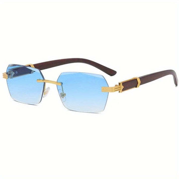 Randlose Sonnenbrille mit Rechteckigen Gläsern und Kunstholz-Bügel – Verro