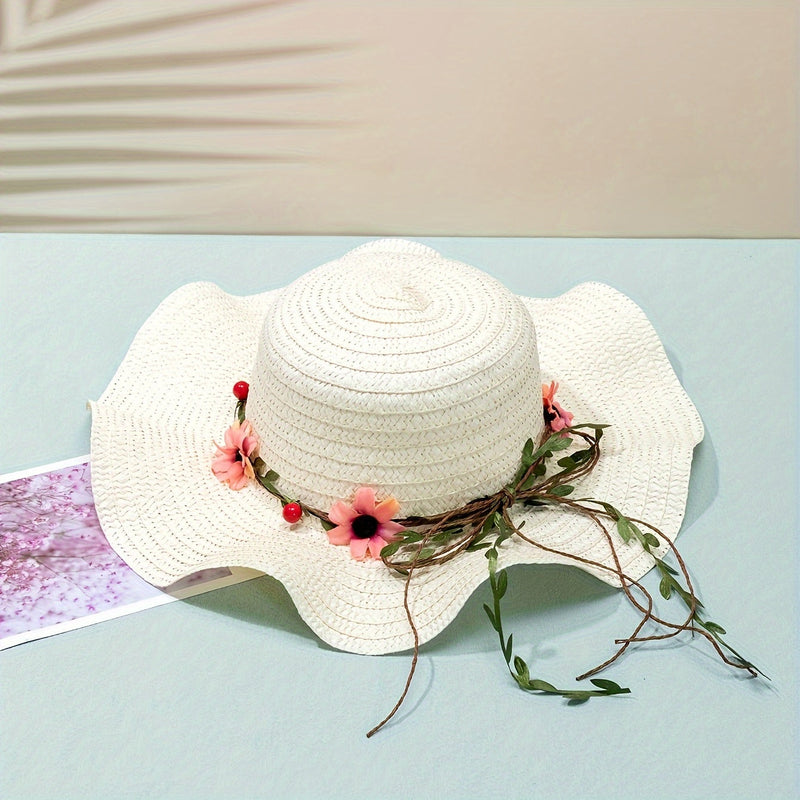 Damen Sommer Strohhut mit Blumen- und Fruchtdetails – Solène