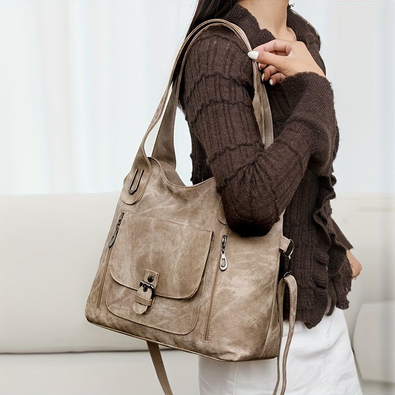 Vintage-Stil Vegane Leder Schultertasche - Marivelle