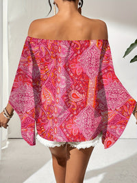 Off-Shoulder Bluse mit geometrischem Druck – Noémie