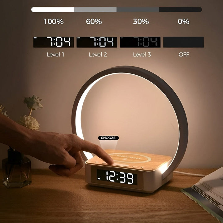 Design Nachttischlampe mit Ladegerät und sanfter Weckfunktion - LumoRise