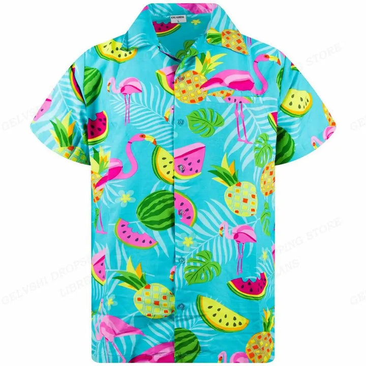 Tropisches 3D Flamingo Hemd – Kai