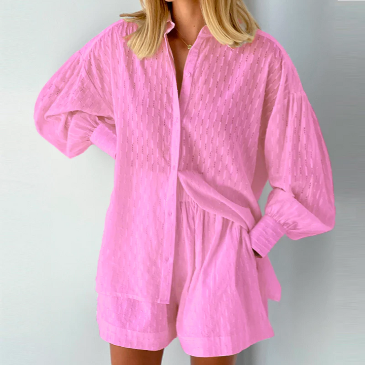 2-teiliges Sommeroutfit mit Bluse und Shorts – Isla
