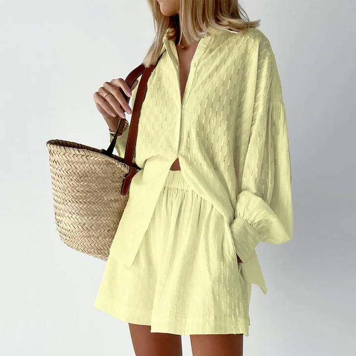 Zweiteilige Damen Sommeranzug mit Laternenärmeln – Nina
