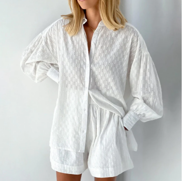 Zweiteilige Damen Sommeranzug mit Laternenärmeln – Nina