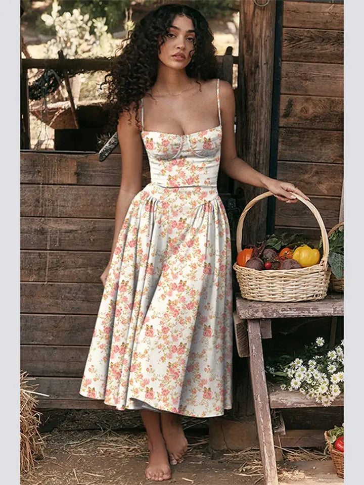 Elegantes Midi-Abendkleid mit Plisseesaum – Amara