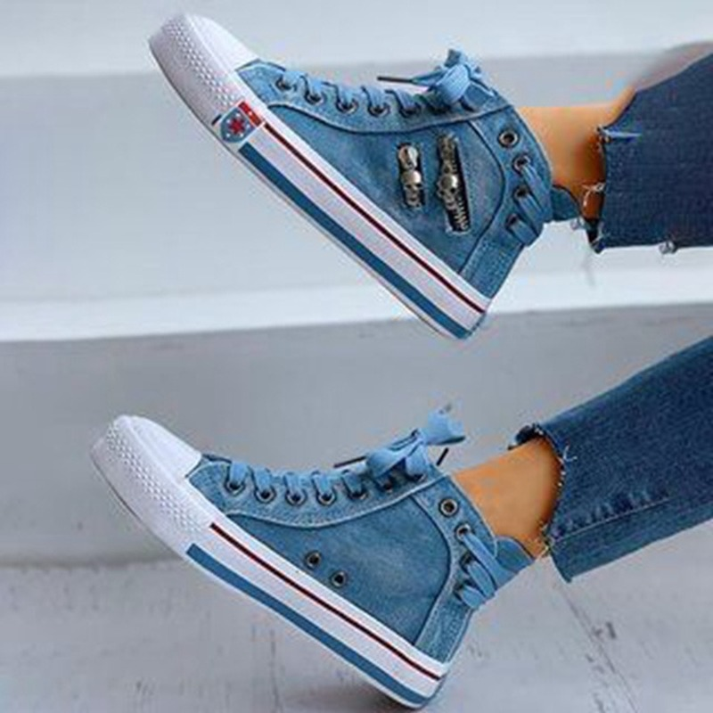 Trendige Hohe Denim Damen Sneaker – Selina