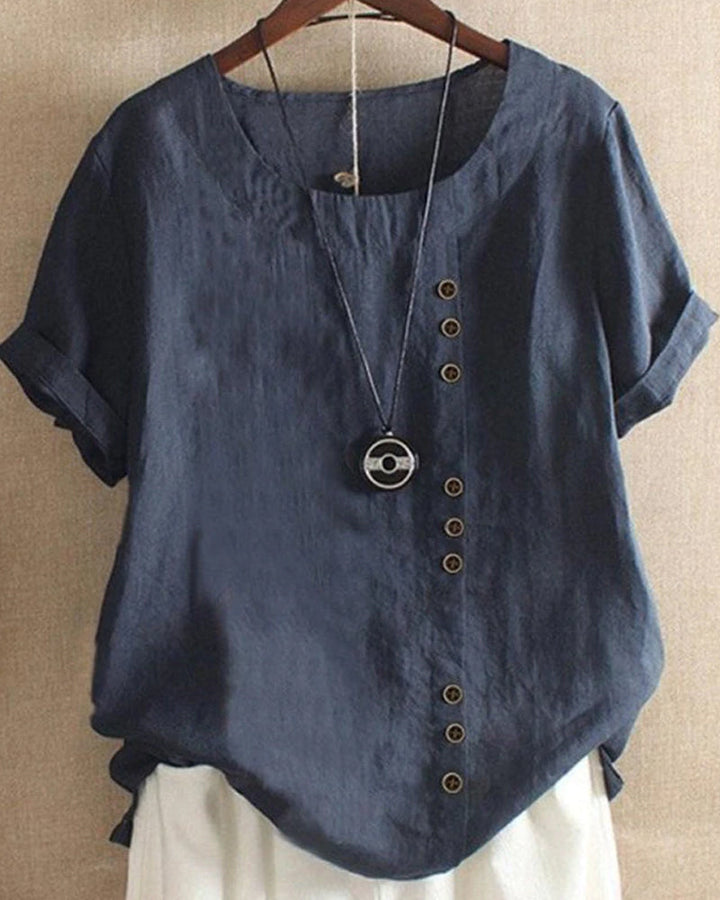 Einfache T-Shirt mit kurzen Ärmeln und rundem Hals – Samantha