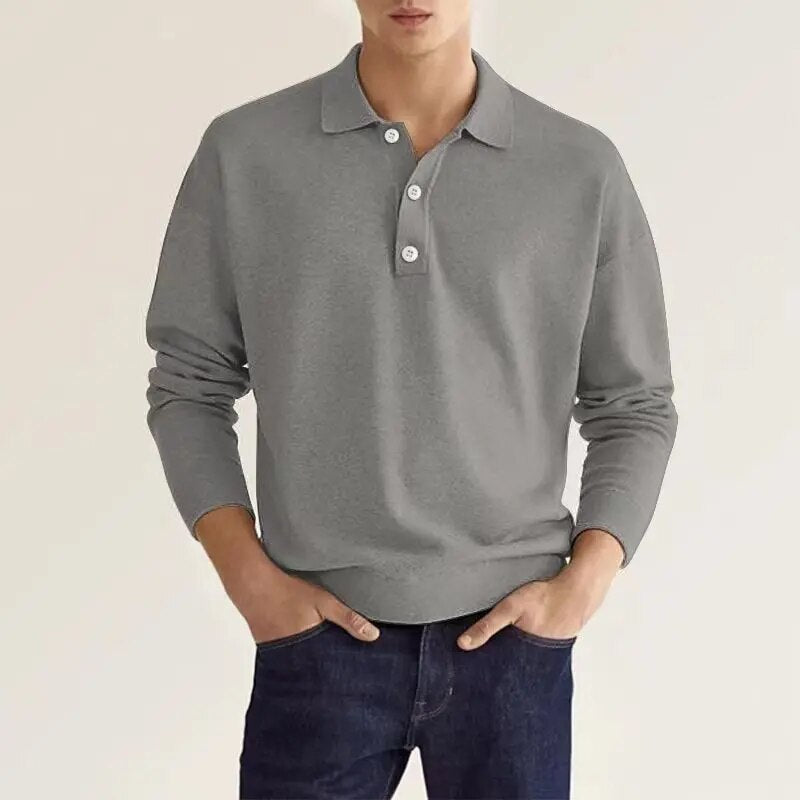 Herrenpoloshirt mit langen Ärmeln – Bastien