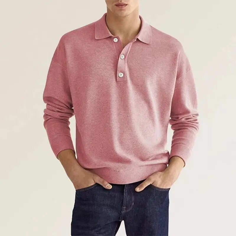 Herrenpoloshirt mit langen Ärmeln – Bastien