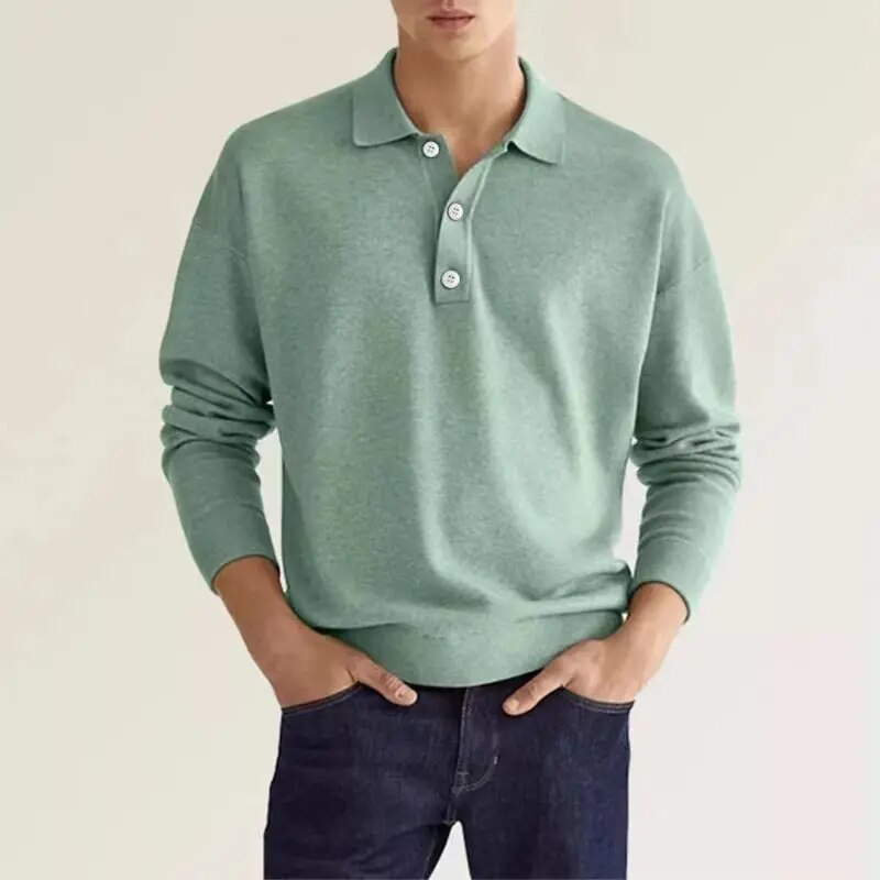 Herrenpoloshirt mit langen Ärmeln – Bastien
