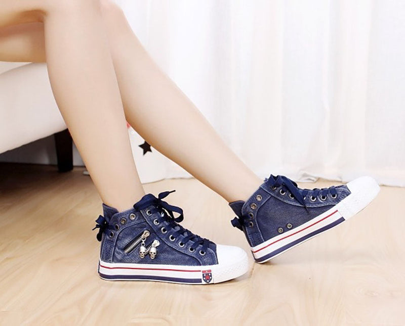 Trendige Hohe Denim Damen Sneaker – Selina