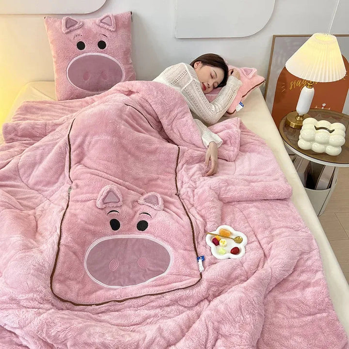 Luxus Cartoon Decken- und Kissen-Set – Nomi