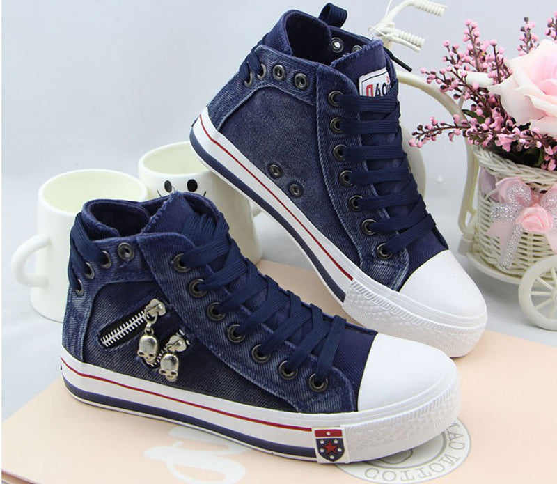 Trendige Hohe Denim Damen Sneaker – Selina