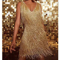 Glitzerndes Pailletten-Kleid mit Fransen – Celina