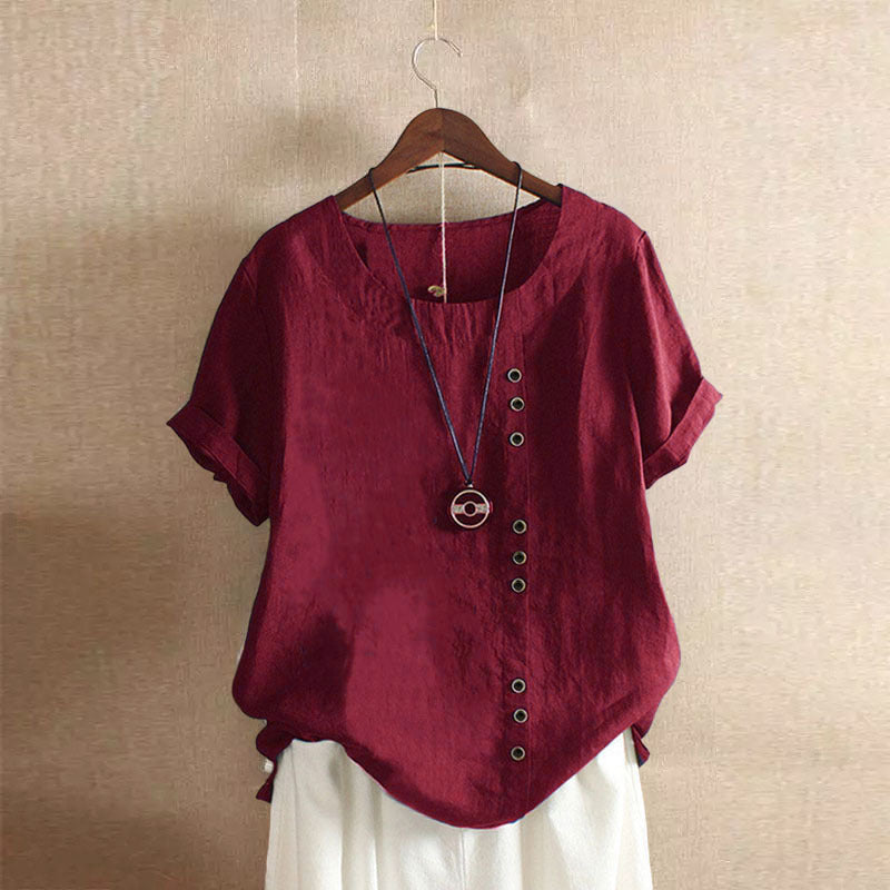 Einfache T-Shirt mit kurzen Ärmeln und rundem Hals – Samantha