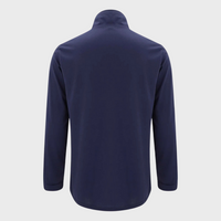 Dunkelblaues Herren-Poloshirt, langärmelig, aus Baumwolle, Rückansicht, modisch, bequem.