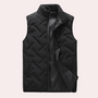 Schwarze Steppweste, ärmellos, Reißverschluss, Outdoor-Bekleidung, Herrenmode, Winterweste.