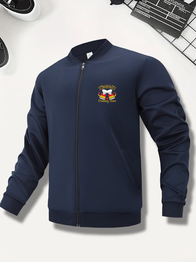 Herren Bomberjacke mit Bier-Print & Reißverschluss – Matthias Oktoberfest 2025