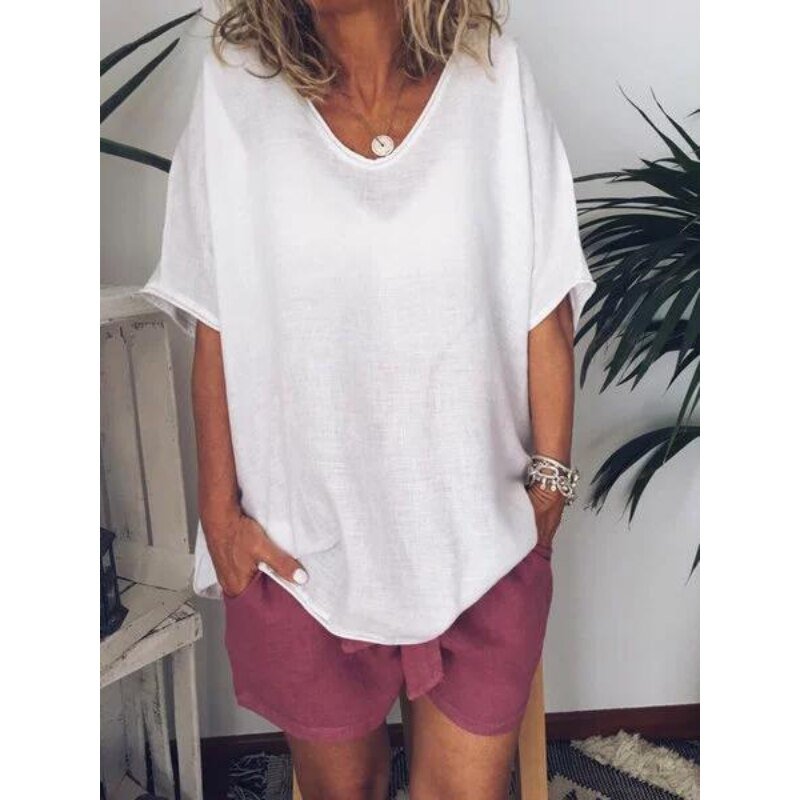 Oversized Leinen Damen T-Shirt – Elin
