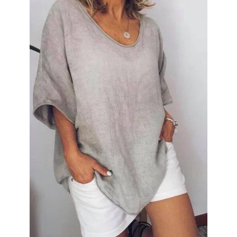 Oversized Leinen Damen T-Shirt – Elin