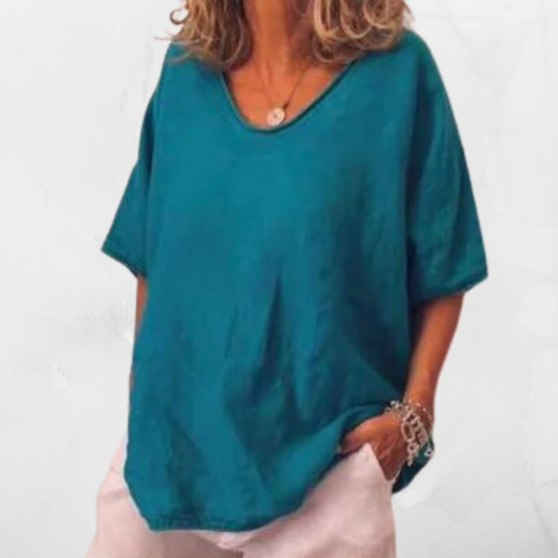 Oversized Leinen Damen T-Shirt – Elin