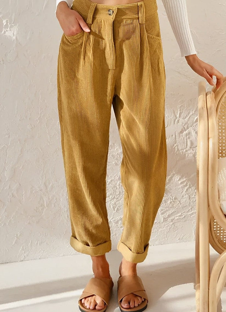 Elegante Damen Cordhose mit Hoher Taille – Naima Herbstedition