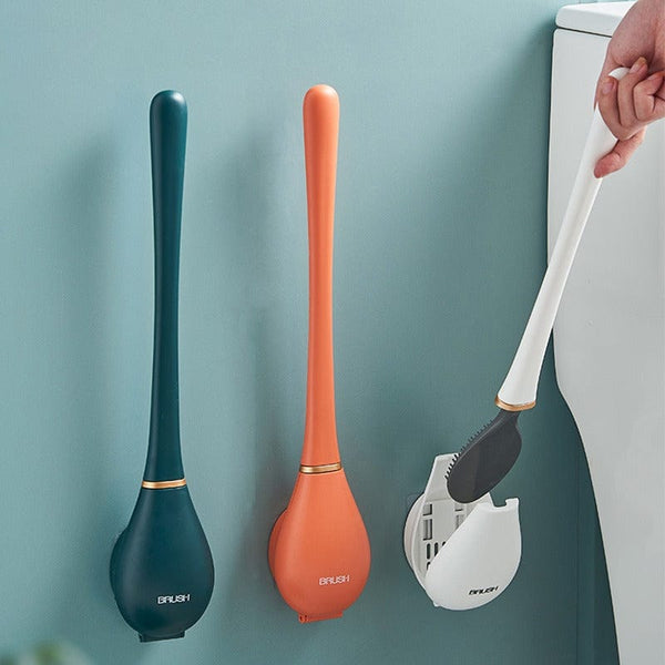 Silikon-Toilettenbürste mit Wandhalterung & Tropffang – Clevora