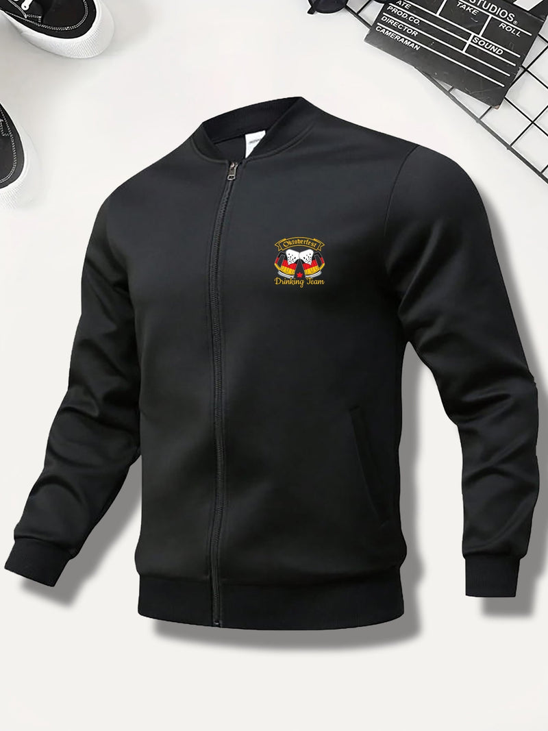 Herren Bomberjacke mit Bier-Print & Reißverschluss – Matthias Oktoberfest 2025