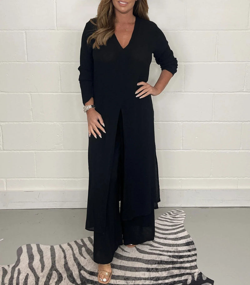 Zweiteiliges Damen Set mit weiter Hose – Trendig & Luftig – Cosima